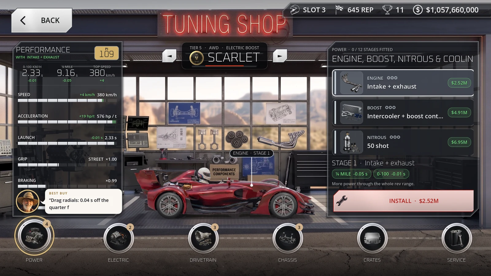 The tuning workshop with a car on the lift